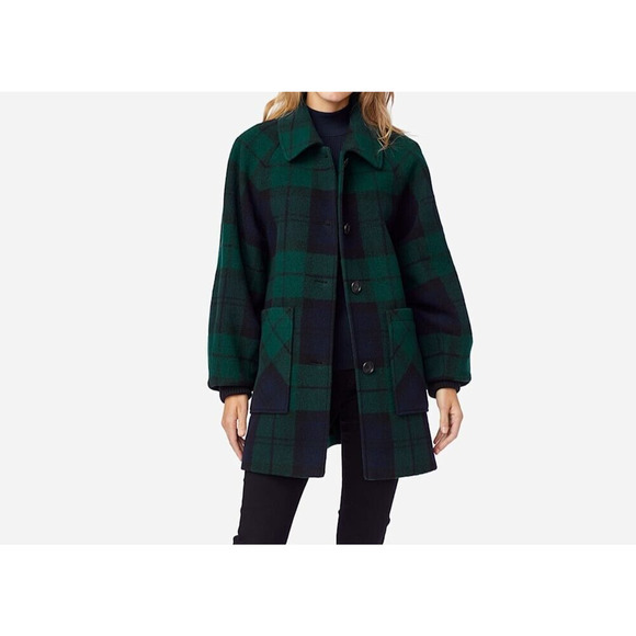 NEW Pendleton Women's Small Short Hills Black Watch Coat Green Blue Tartan - Picture 1 of 13